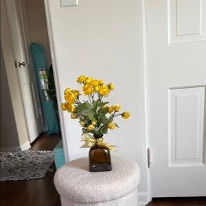 Yellow Floral Arrangement in Brown Vase